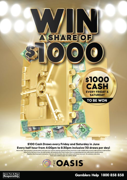 WIN a share of $1000 every Friday & Saturday